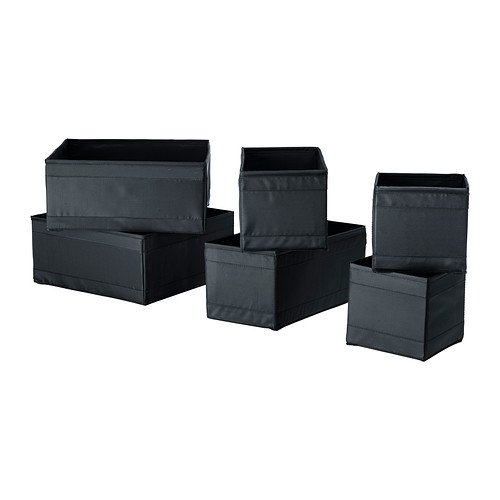 Ikea IKEA Set Of 6 Boxes Organiser, Keep Your Drawers Tidy - BLACK by Ikea code EAN B007PFBD22 