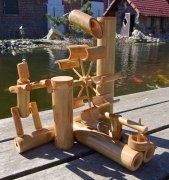 Jeu d'eau bambou, fontaine, cascade