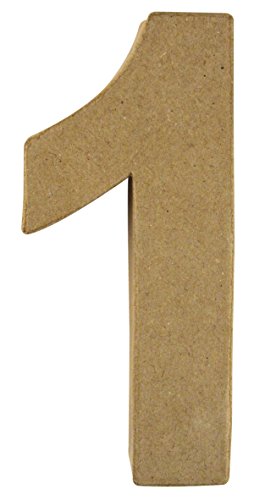 Chiffre 1 - Papier mâché - 15 x 6,5 x 3 cm - Ra...