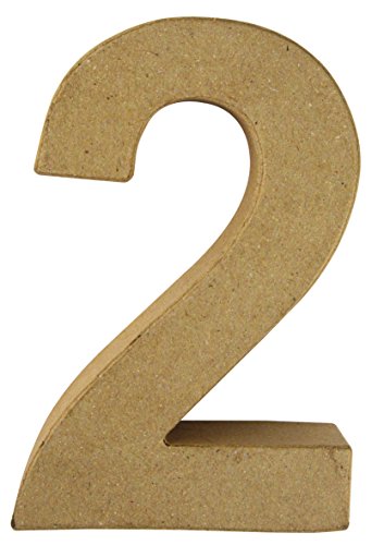 Chiffre 2 - Papier mâché - 15 x 10,3 x 3 cm - R...