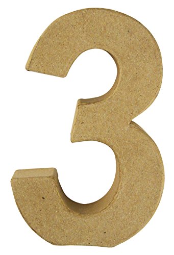 Chiffre 3 - Papier mâché - 15 x 9,4 x 3 cm - Ra...