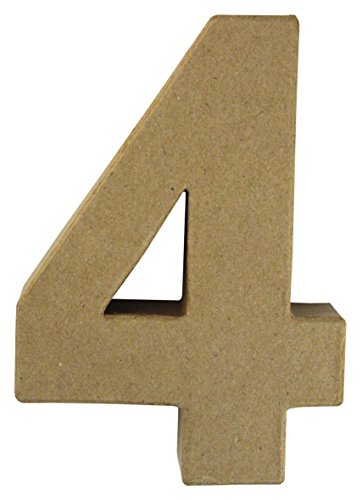 Chiffre 4 - Papier mâché - 15 x 10,5 x 3 cm - R...