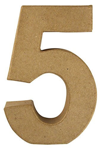 Chiffre 5 - Papier mâché - 15 x 10 x 3 cm - Rayher