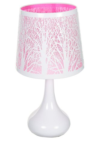 Lampe touch métal blanc motif arbre rose