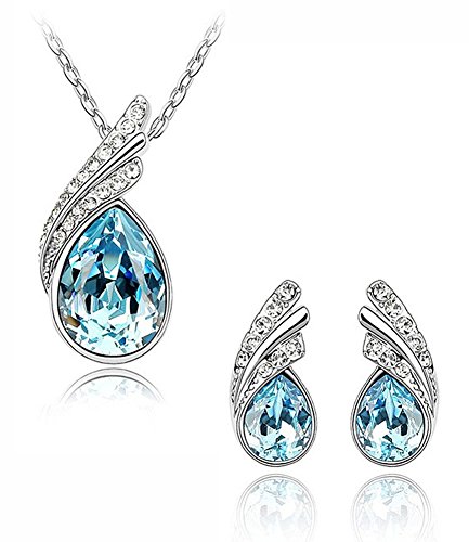 Celebrity Elements Celebrity Jewellery Bleu Goutte d'eau Baisse Autrichien Cristal boucles d'oreille and Collier Bijoux Parures Femme Bijoux code EAN B00D5PRA00 