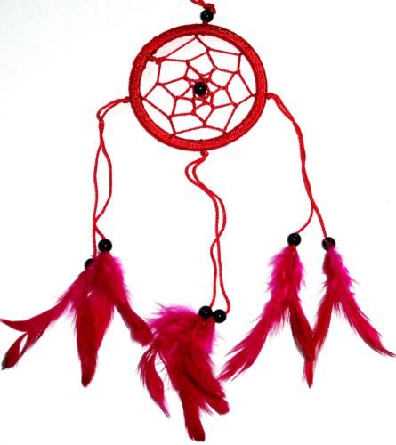 Capteur De Rêve Rouge Attrape Piège Plumes Cauc...