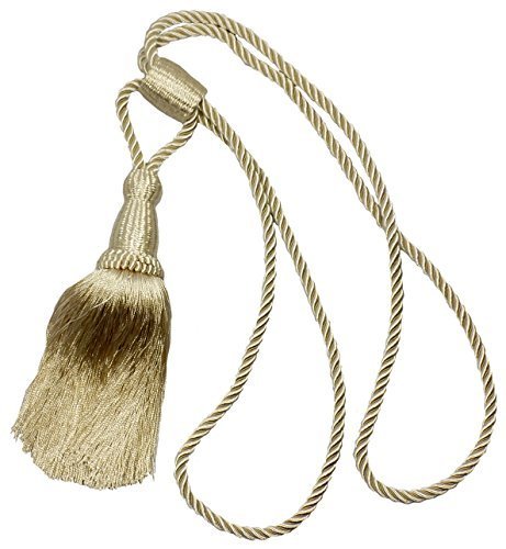 - 2 embrasses satin beige 58 cm avec glands aju...