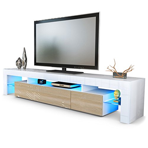 Meuble TV bas armoire basse Lima V2 en Blanc / ...