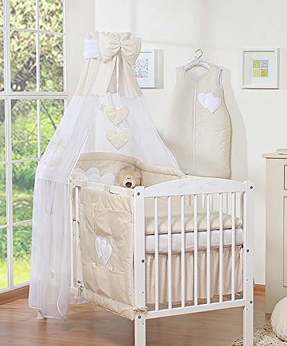 Ciel de lit bébé enfant voile avec bande beige ...