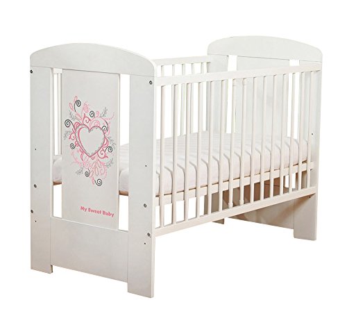 Lit bébé à barreaux 120 x 60 cm coeurs rose - M...