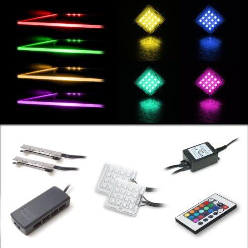 Kit d'éclairage LED avec 2 spots et 2 clips en RVB