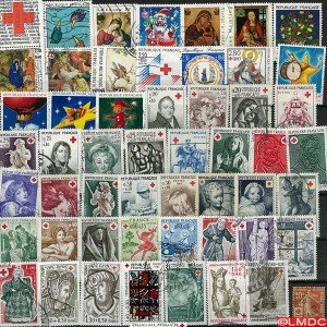 Collection de timbres France oblitérés Croix Ro...