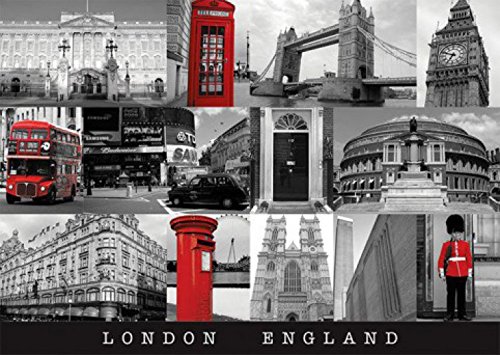 Londres Carte postale - Big Ben, Bus, Cabine Té...