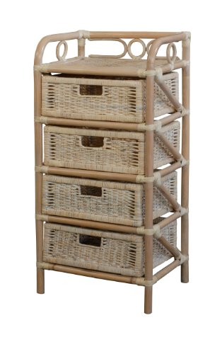 Rotin-commode 4 tiroirs-korb outlet
