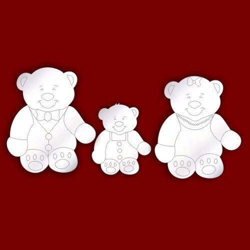 Lot de 3 ours gravé famille miroirs pour décora...