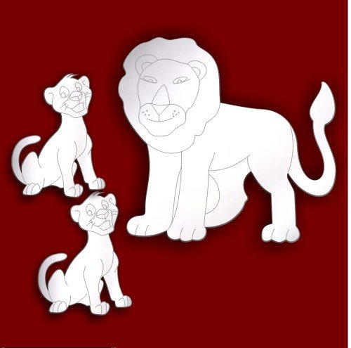 Lot de 3 miroirs acrylique Lion gravé pour cham...