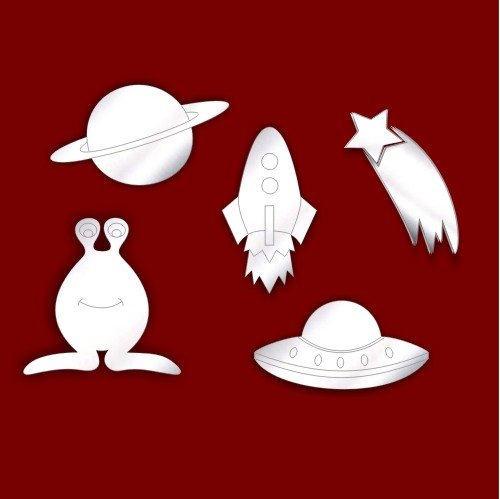 Lot de 5 miroirs gravé sur le thème de l'espace...