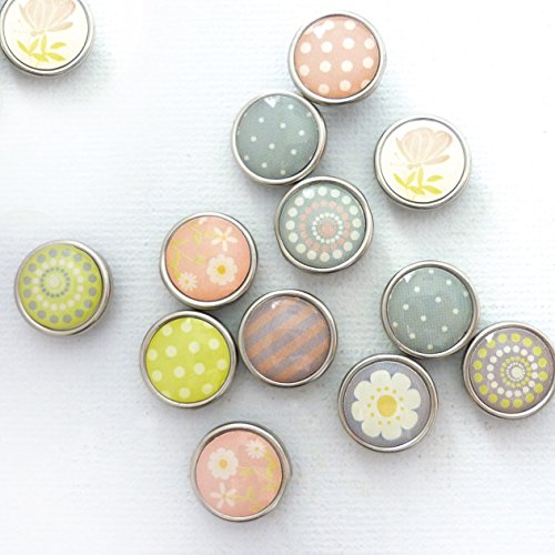 12 mini magnets époxy - Ø12mm - Printemps - Gra...