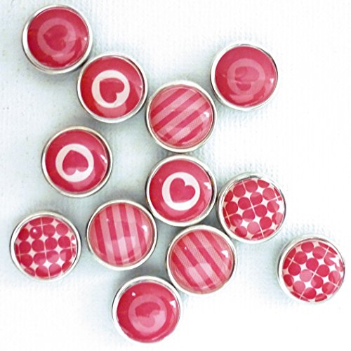 12 mini magnets époxy - Ø12mm - Rose - Graines ...