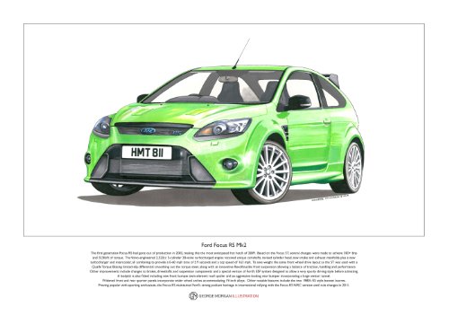 Ford Focus RS Mk2 ART POSTER taille A3