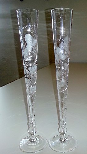 Haute flûte à champagne de verre cristal, souff...