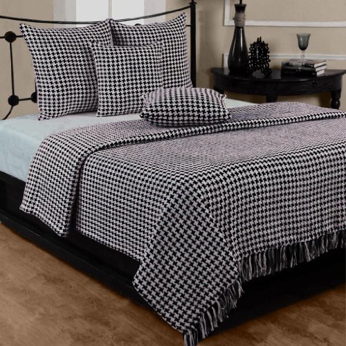 Jeté de canapé/lit en 100% coton de couleur noi...