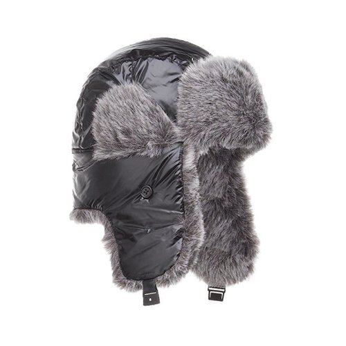 - chapka doudoune noire avec imitation fourrure