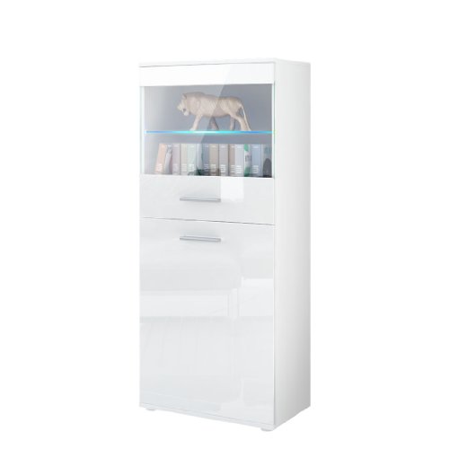 Vitrine Armoire Almada en Blanc mat / Blanc en ...