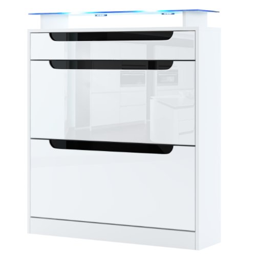 Meuble à chaussures Fiesta en Blanc mat / Blanc...