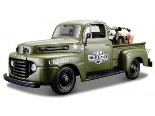 Harley Davidson, 1948 Ford F-1 Pick Up Army gre...