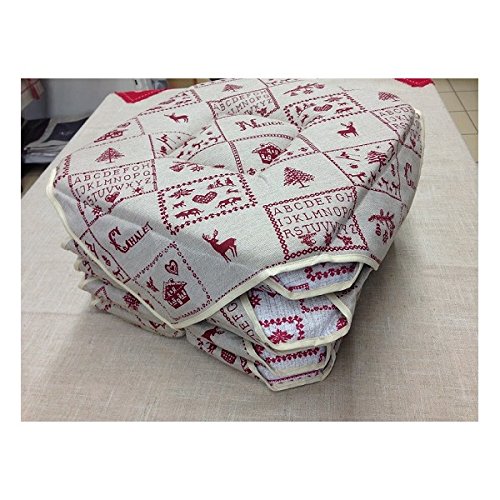 Lot de 6 Galettes de chaise Montagne Blanc/Rouge