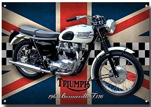 VINTAGE SIGN DESIGNS Triumph Bonneville T120 Moto signe métal avec enamelled finition - 285mm x 410mm x 1mm code EAN B00MXXB4DY 