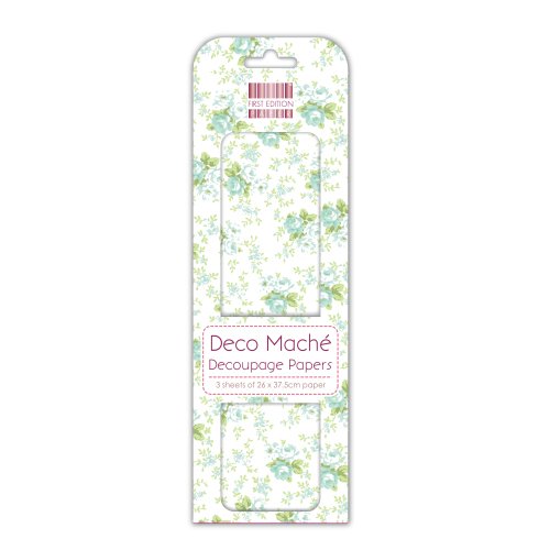 Turquoise 3 x Rose Deco Mache Papier pour décou...
