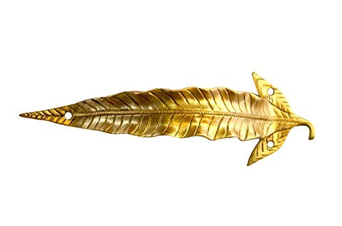 Lot de deux paan laiton motif feuille) poignée de porte à découper en fines 8 "laiton-jaune B00OG289KQ Bharat Haat