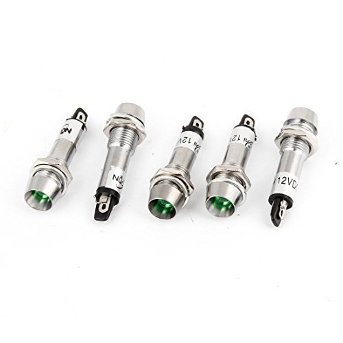 5 Pcs DC 12V 8 mm vert d'Indicateur Ampoule Lam...