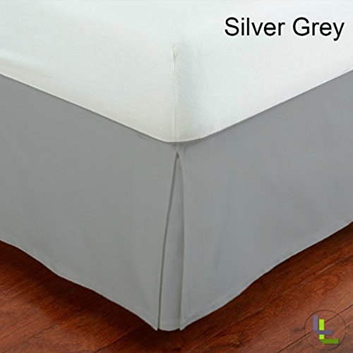 1pcs box jupe plissée de lit(gris argent massif , uk super king size 180x200 cm - (6 ft x 6ft 6in) , drop length 30cm) 100% coton égyptien haute qualité 300 le fil compter B00P5LP0FE Scala