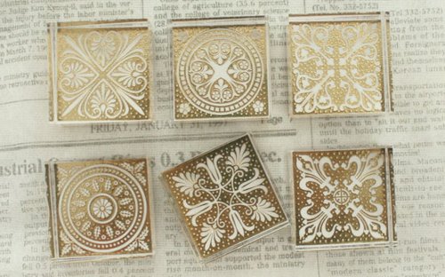 Motif persan élégant Timbres Cristal carrés 6 p...