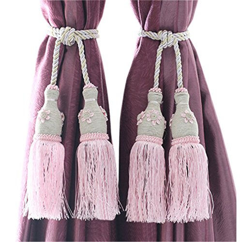 1 Paire [rose] Embrases à rideaux décoratif ave...