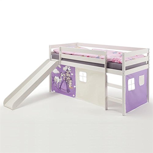 Lit surélevé en pin lasuré blanc BENNY avec tob...