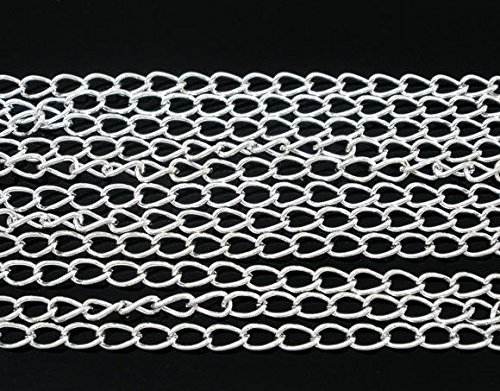 10 M chaîne à maillons plaqué argent 5 x 3 mm