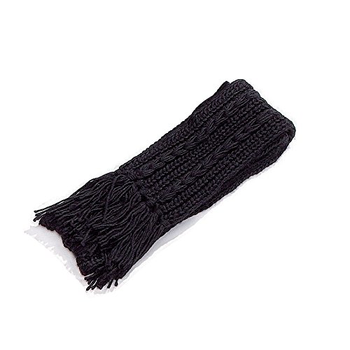- echarpe grosse maille torsadée noire avec fra...