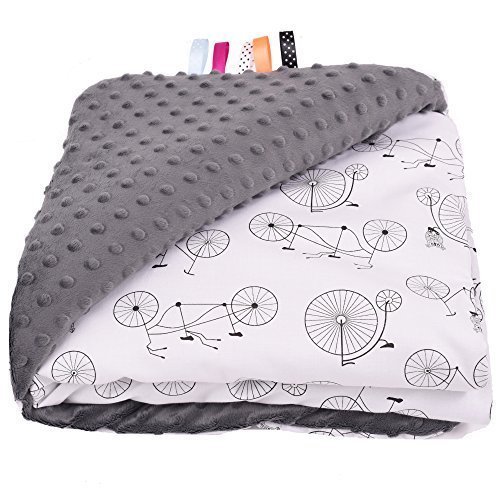 - couverture bébé minky - ultra douce - vélos gris