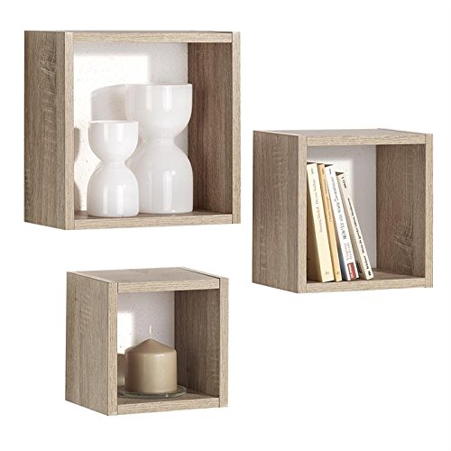 Set de 3 étagères murales MELIS décor chêne Sonoma
