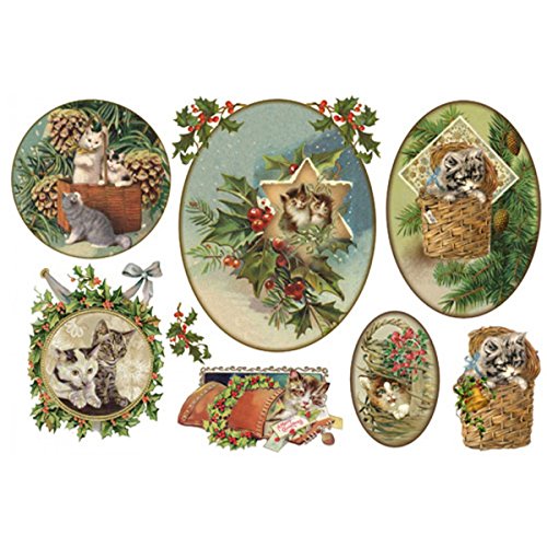Papier de riz stamperia chatons noël 28 gr/m2
