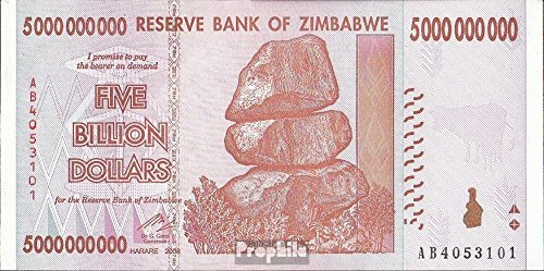 zimbabwe Pick-no: 84 2008 5 Billion Dollars (billets de banque pour les collectionneurs) B00WUBR0ZU Prophila Collection zimbabwe Pick-no: 84 2008 5 Billion Dollars (billets de banque pour les collectionneurs) B00WUBR0ZU Prophila Collection