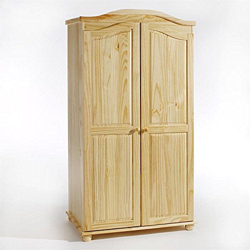 Armoire penderie pin massif DAVOS, 2 portes ver...