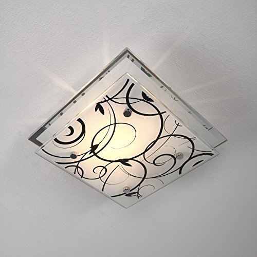 Plafonnier moderne avec verre et 22 cm x 22 cm et éclairage à 3 ampoules B00Y0W103K LHG