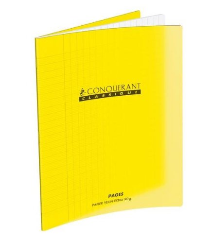 CONQUÉRANT SEPT Lot de 10 cahiers polypro 170 x 220 mm 48 pages grands carreaux séyès 90g jaune code EAN B00Y1MO720 
