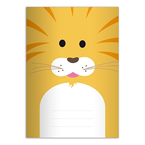 4 Mignons cahiers blancs, dessin: petit lion, A...