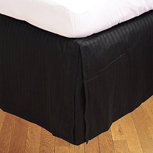1pcs box jupe plissée de lit(noir a_rayures,petite chambre double (4 pi x 6 pi 3 " ) , drop length 22cm) 100% coton-d'egypte qualité premium 300 nombre de fil B014RBKSWW BudgetLinen